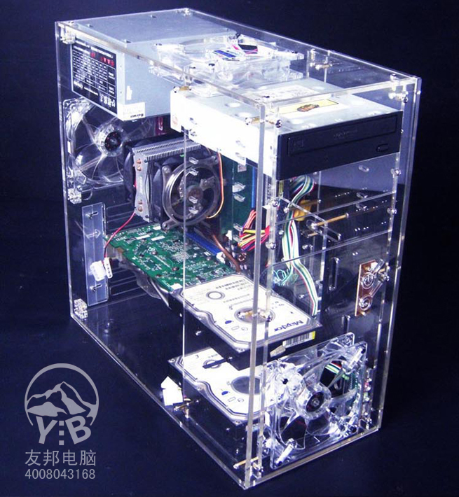 有机玻璃机箱 亚克力 个性化全透明机箱 立式ATX